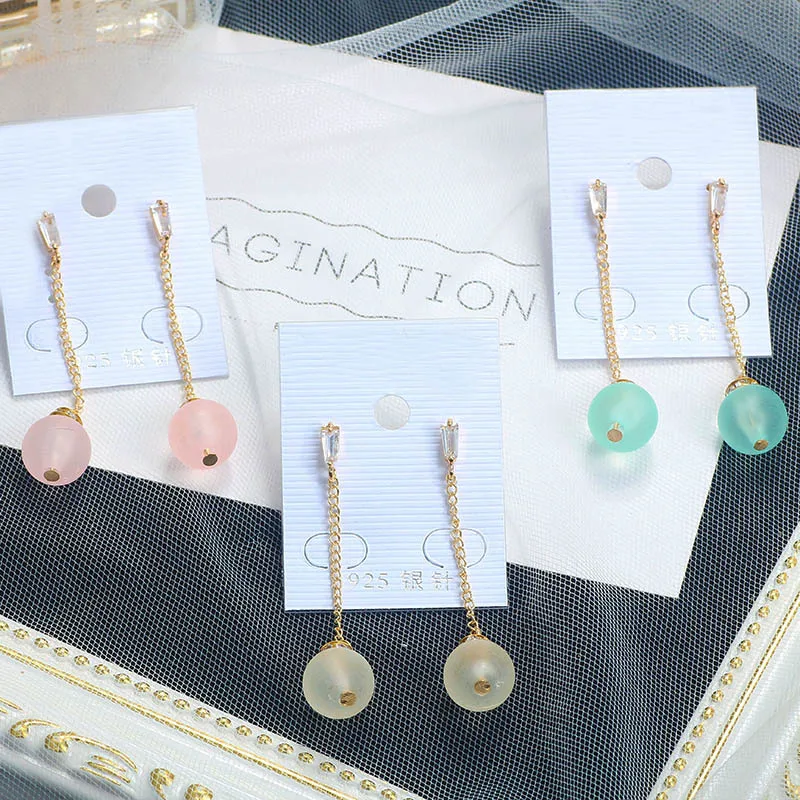 Korea Temperament Scrub Ball Metal Long Pendant Earrings Simple Trends Joker Fresh Fashion Women Jewelry Gifts | Украшения и