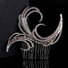 2017 New Arrival Art Deco Silver Clear Rhinestones Crystals Flower Wedding Hair Comb Bridal Hair Accessories