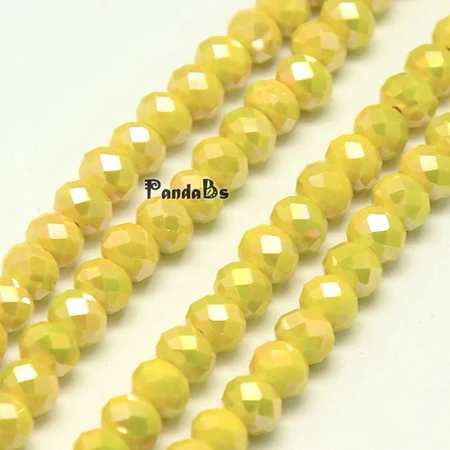 95pcs Seashell Faceted Electroplate Crystal Glass Abacus Beads AB Color Opaque