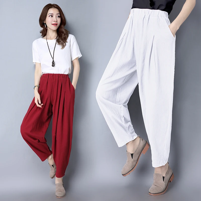 

Casual Pencil Pants Women 2019 Women Long Pants Plus Size 6XL 7XL Harem Pants Fashion Loose Slim Wide Leg Trousers Elastic Waist