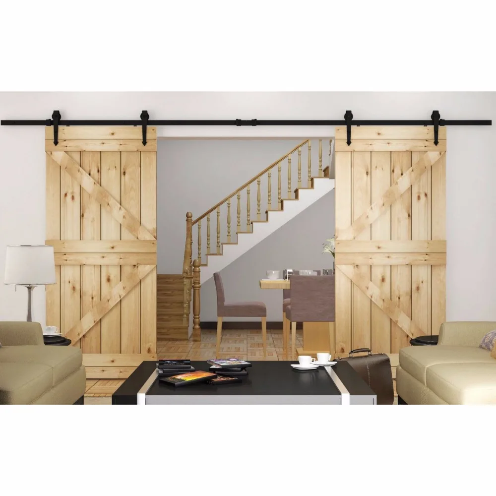 Us 39 58 150cm 183cm 200cm 244cm 300cm 366cm 400cm Soft Closing Diy Heavy Duty Double Modern Wooden Sliding Barn Door Hardware Track Kit In Doors