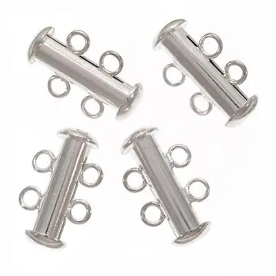 

925 Solid Sterling Silver finding,2pcsTube Clasp 925 Sterling Silver Craft Clasp 2 Strands/Silver Jewelry finding.Free shipping