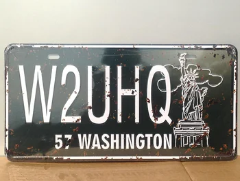 

Top fashion RZ1530-073 Vintage Metal painting "W2UHQ" car license plate wall painting art fashion crafts decoration 15x30 cm