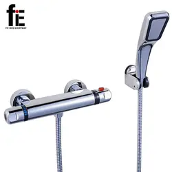 FiE душа Установить Ванная комната термостатический кран хромированная отделка смесителя автоматический Контроль температуры воды клапан