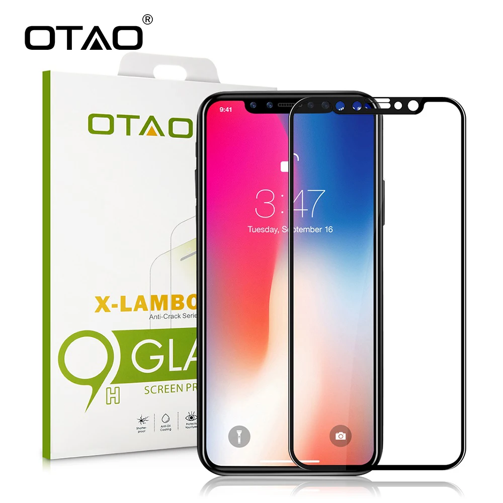 OTAO Für iPhone X Gehärtetem Glas Screen Protector Film Full Coverage Echt 4D Gebogene 9 H Schutz G