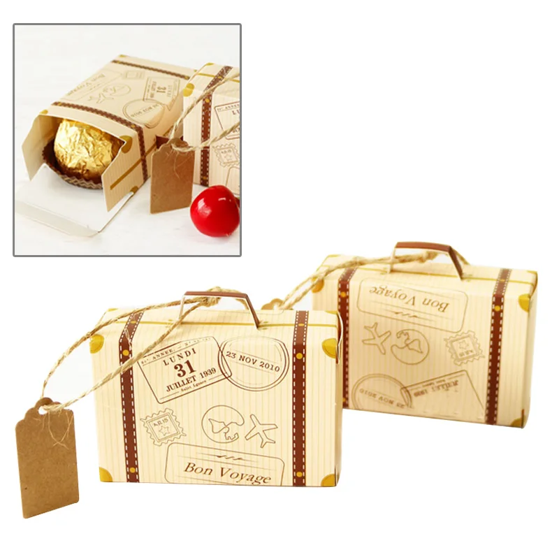 2 шт./компл. Творческий миничемоданчик дизайн коробка для конфет картонная упаковка коробка шоколада коробка для свадебного подарка с картой для праздника Вечерние