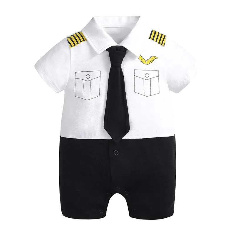 Комбинезон для маленьких мальчиков, цельная летняя одежда джентльмена для новорожденных, Детский комбинезон для малышей, хлопковый комбинезон с коротким рукавом на возраст от 0 до 18 месяцев
