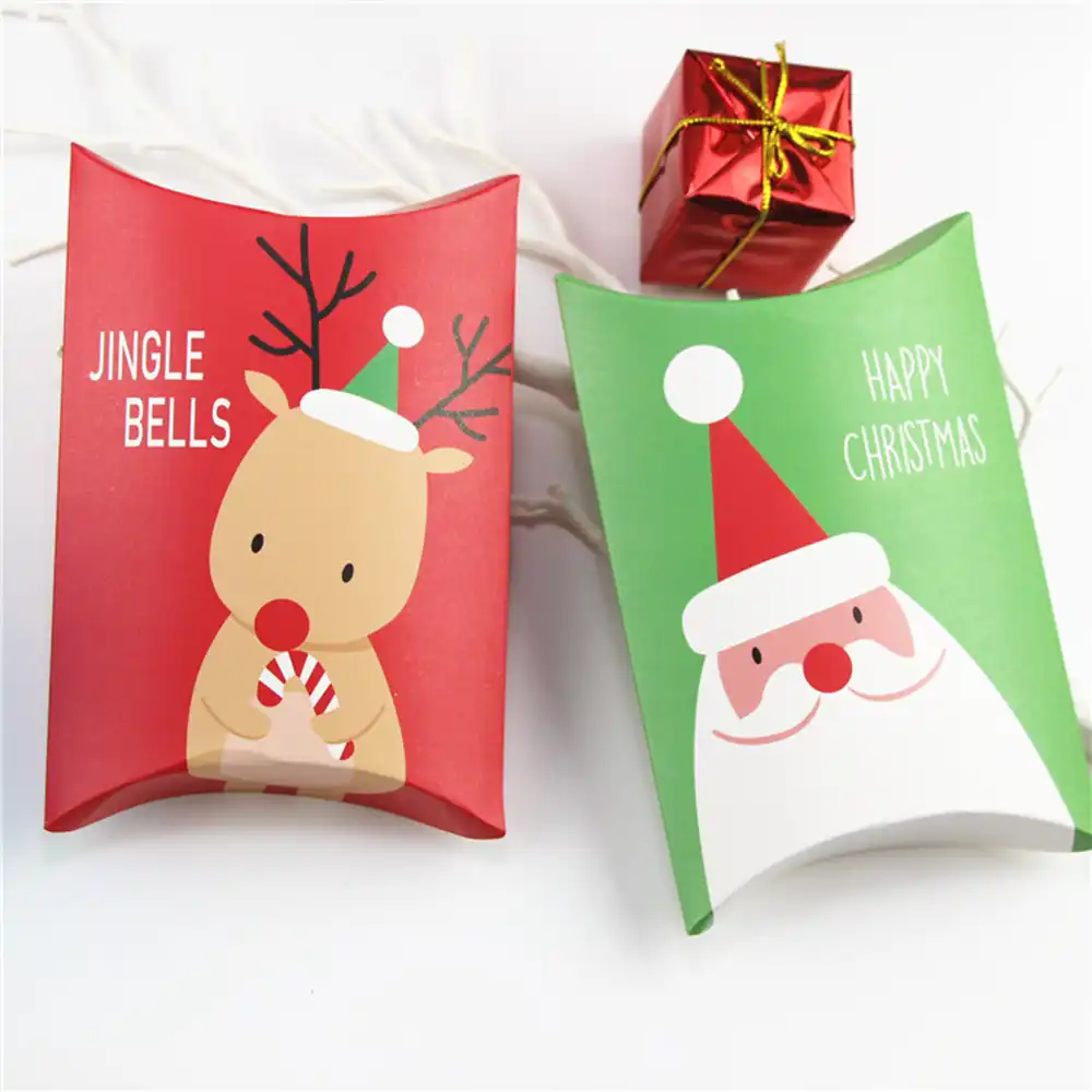 5//10pcs Kraft Paper Pillow Gift Boxes Candy Box Xmas Party Favors Bags