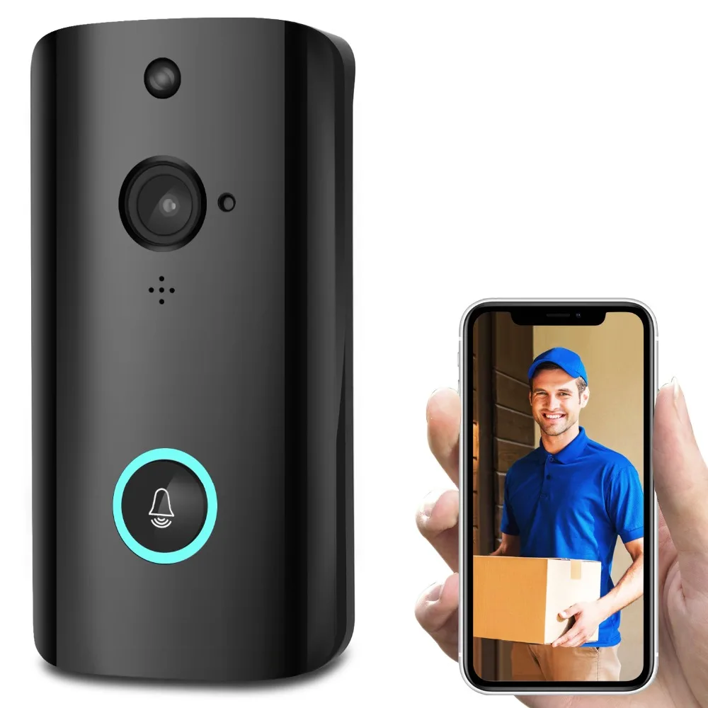 Video Doorbell, WiFi Smart Wireless Intercom Doorbell, Security Home Camera Real-Time Video and Two-Way Talk, Night Vision