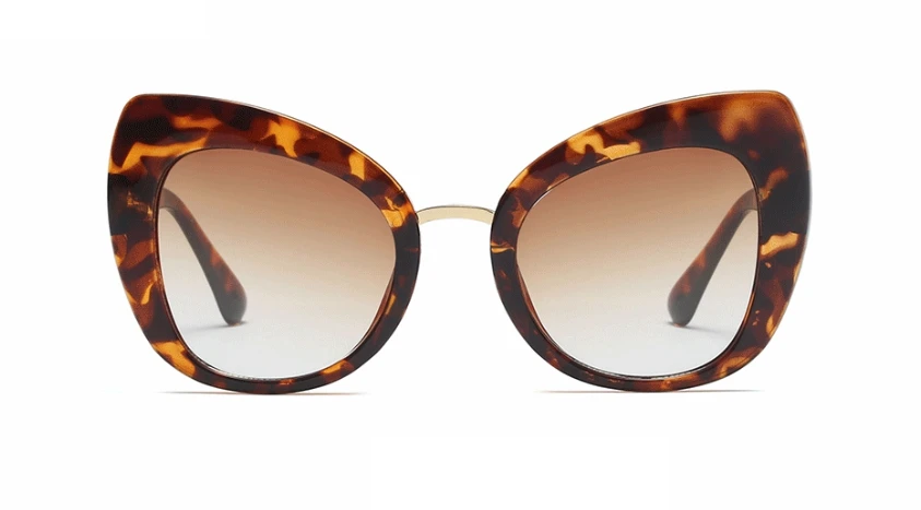 Кошачий глаз большая оправа солнцезащитные очки для мужчин и женщин Модные Оттенки UV400 Винтажные очки Oculos 45653 - Цвет линз: C6 leopard tea