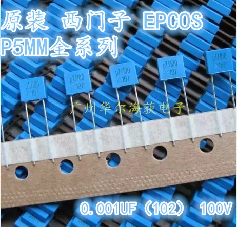 2019 Горячая продажа 20 шт/50 шт оригинальный EPCOS 102 100 в 1000pf 0 001 мкФ 1nf 100V коррекционный