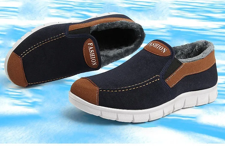 Slip on Casual Shoes Men Canvas Winter Outdoor Walking Sneakers Warm Snow Shoes with Fur Men Suede Shoes Father Soft Non-slip (2)