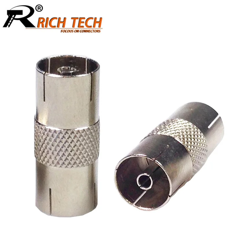 100pcs/lot Nickel Plated Straight Dual PAL Female Jack TV Connector