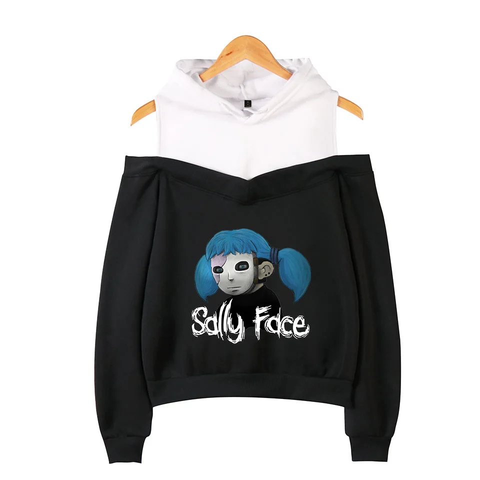 

2019 Sally Face Hoodies Sweatshirts girls Women Sleeve Off Shoulder Exclusive Hoodies Sally Face Cosplay Costumes plus size XXL