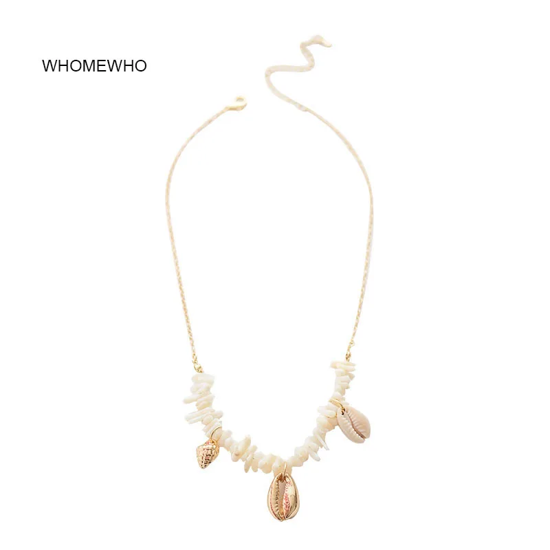 

Summer Nature Shell Seashell Conch Sea Snail Handmade Beads Gold Chain Choker Necklace Korean Fashion Party Minimalist Jewelry