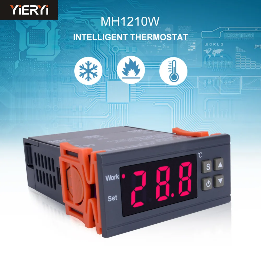 Цифровой регулятор температуры MH1210W термостата с датчиком 50 ~ 110C нагрева 10 А 220 В