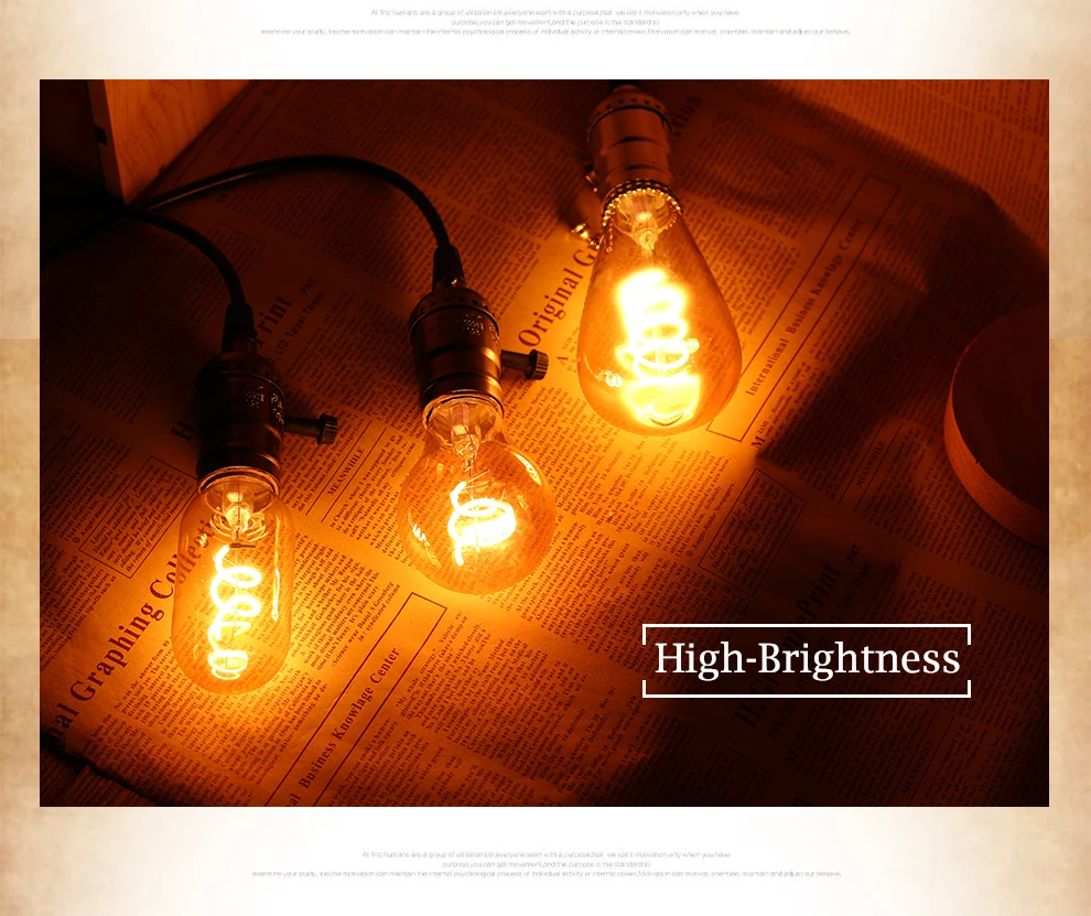 Винтажная лампа Эдисона E27 4 Вт 220 В яркий светильник накаливания энергосберегающая Ретро лампа Эдисона для украшения дома