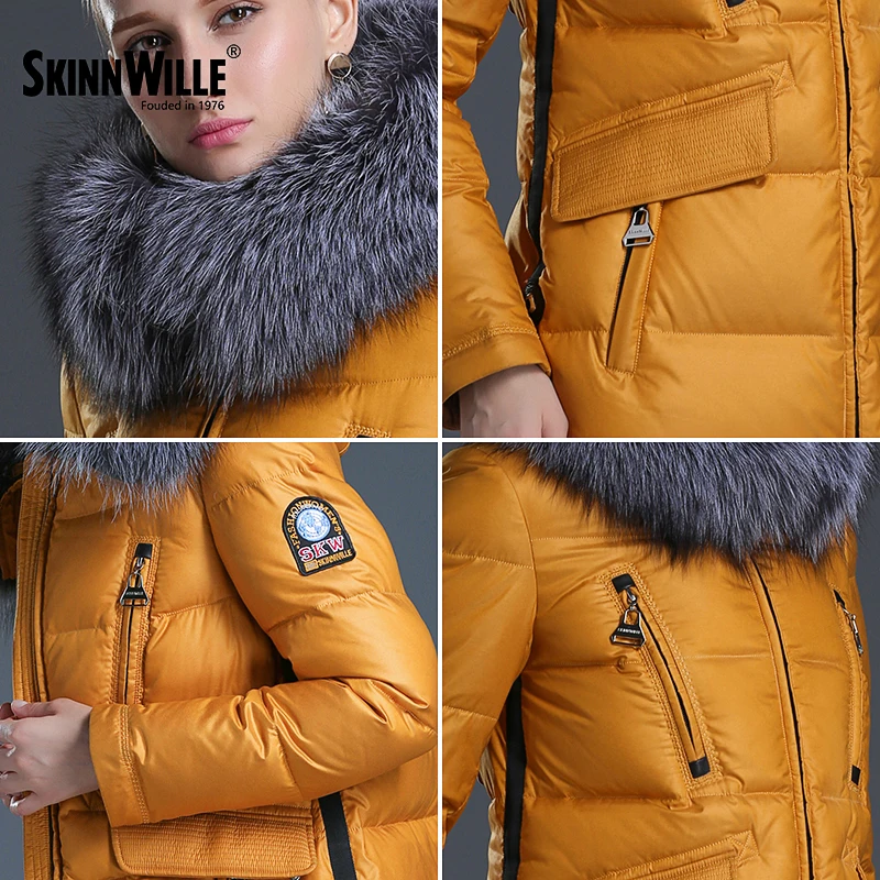 Fashion new arrival 2018 with a hood down coat female thickening wool collar medium-long women's
