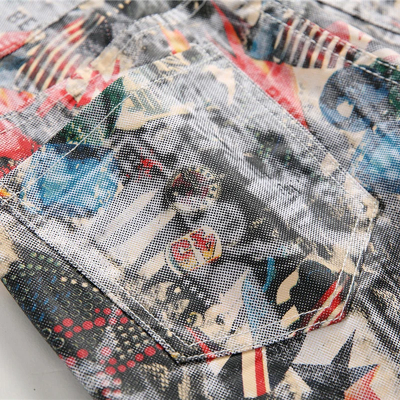 Tanie Sokotoo męska angielska flaga piękna dziewczyna 3D jeansy z nadrukiem w Slim fit kolorowy rysunek malowane spodnie rozciągliwe