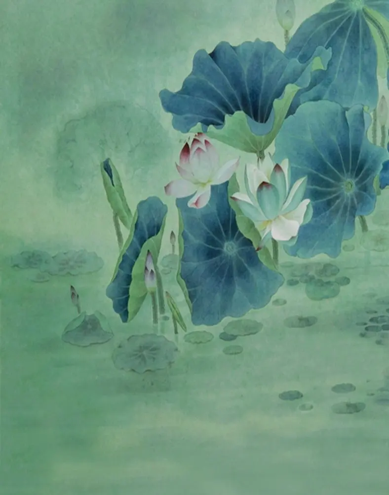 

5x7ft Lotus Flowers China Painting Photography Backdrops Photo Props Studio Background