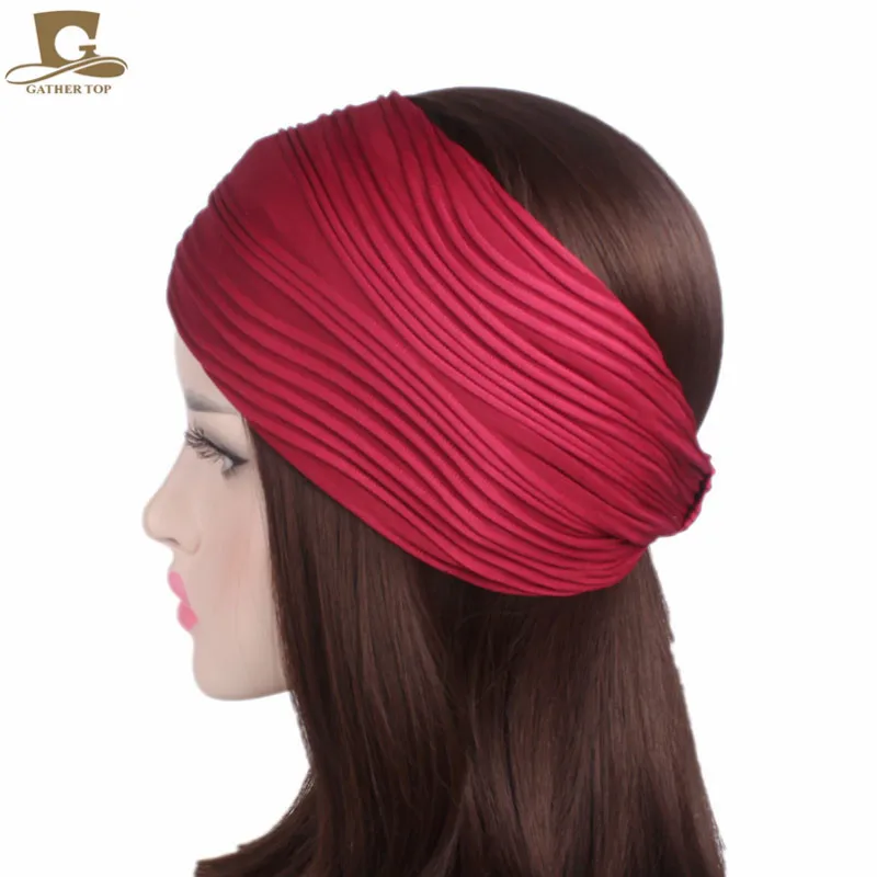 

New women Soft ruffle Wide Headband Head wrap turban hair band