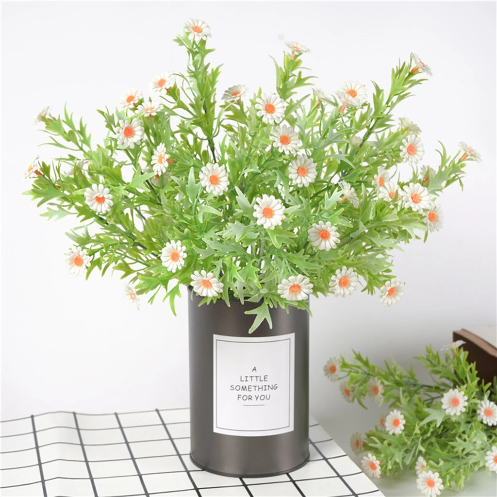 5 Branches Artificial Flowers White Daisy Real Looking Plants Fake Flowers For House Wedding Arrangement Decoration Artificial Dried Flowers Aliexpress