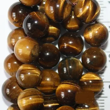 

Genuine Tiger eye Beads - Round 8 mm Gemstone Beads - Full Strand 15 1/2", 48 beads, AA-Quality