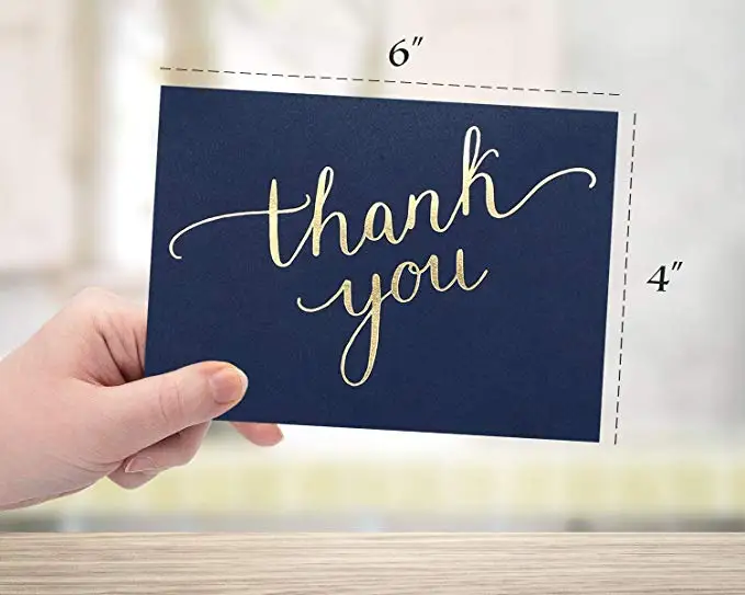  4pcs thank you Cards blank gold foil Notes Cards with envelope 4x6 inch cardstock paper stationery  - 33004183567