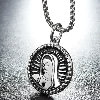 

ATGO Fashion Christian Virgin Mary for Women/Girls Stainless Steel Pendant Necklace Church Prayer Woman Jewelry BP250