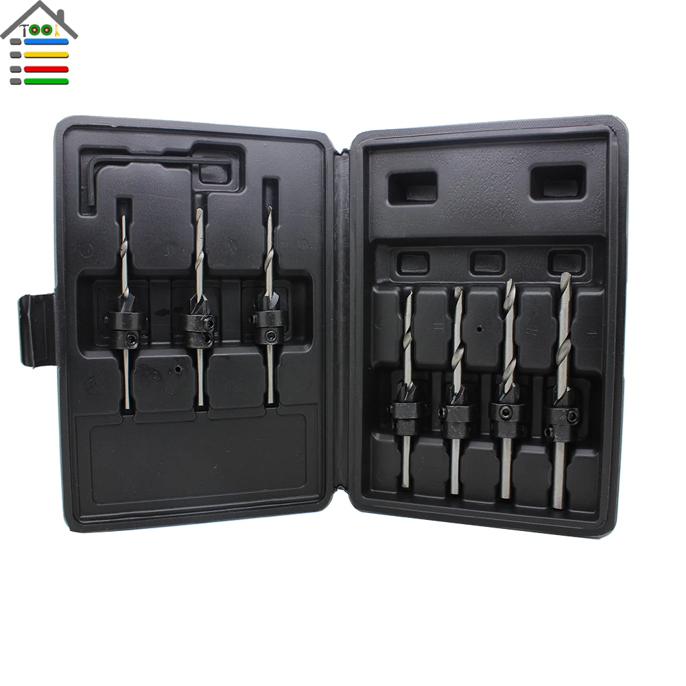 

22pc/Set Woodworking Tools Carpentry Tampered Hardened Countersink Drill Bits Adjustable Depth Stop Collars Wood Hole Saw