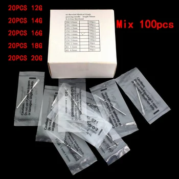 

100pcs Tattoo Machine Piercing Needles Mixed 12g 14g 16g 18g 20g Sterile Disposable Piercing Needles for Ear Nose Nombri