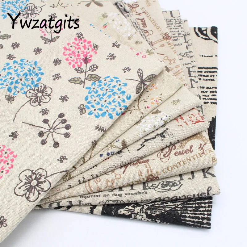 

ywzatgits 50*50cm Multi types options Retro print cotton linen textile Patchwork DIY decoration 20020047(50*50D1)