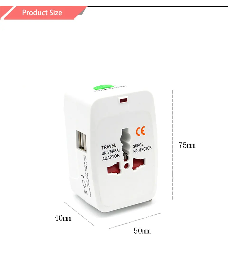 Dual USB Charging Port All in One Universal Worldwide Convenient Travel Charger Power UK AU US EU Plug Adapter With Packaging (6)