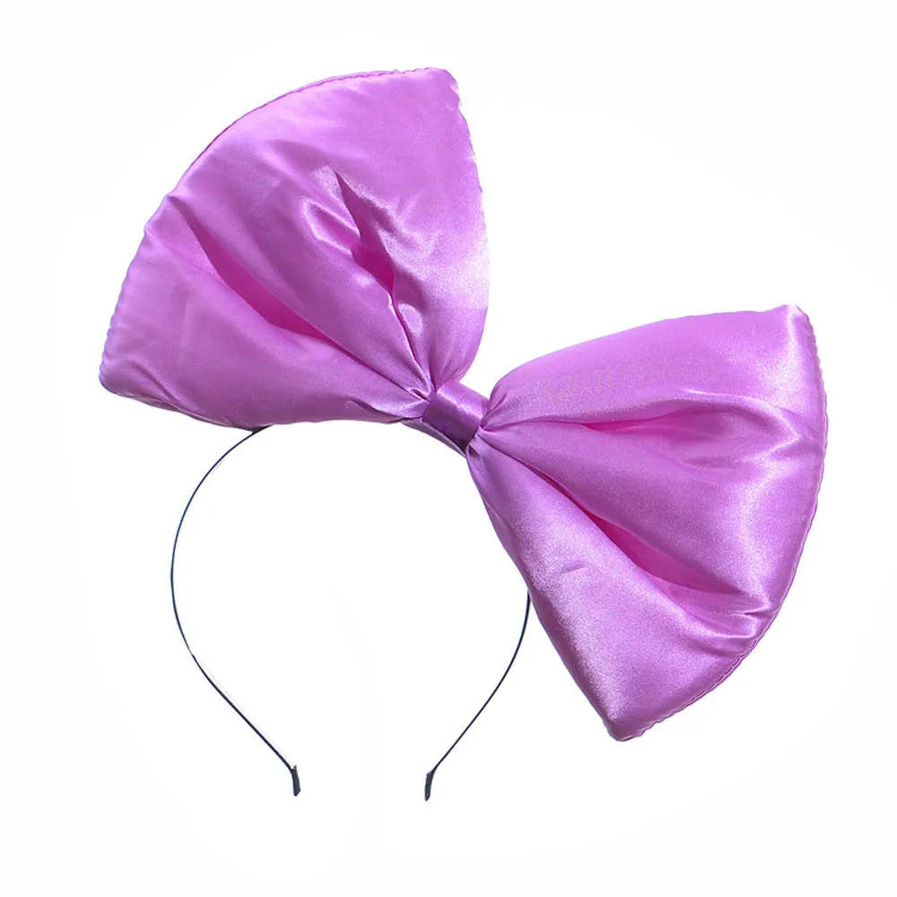 Feitong вечерние женские атласные повязки на голову с большим бантом для женщин и девочек, сатиновые аксессуары для волос, модный красивый головной убор - Цвет: Фиолетовый