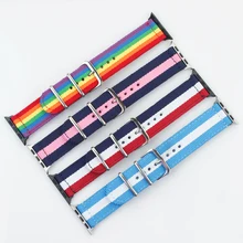 Радуга нейлоновый ремешок для наручных часов apple smart watch холст ремешок для наручных часов iwatch, 4 3/2/1 38 мм, 40, 42, 44 мм ремень браслет