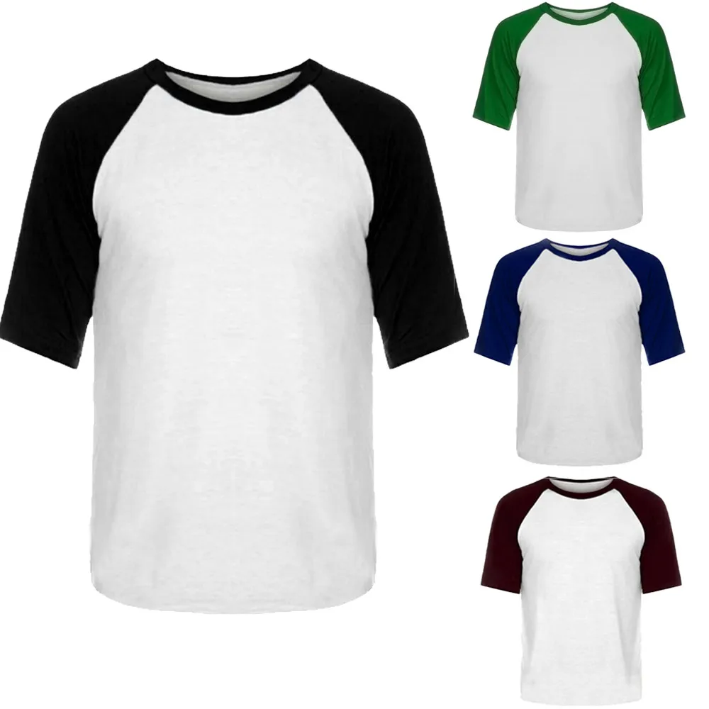 

KLV brand 2018 new fashion summer t shirt men o-neck Men's Solid comfortable T-Shirts Half Sleeve Baseball Top Blouse clothing