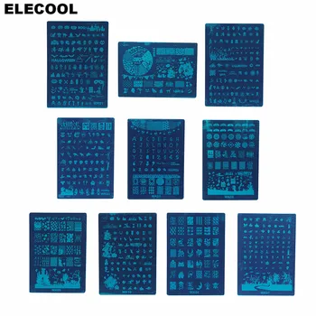 

ELECOOL 10 Designs Christmas Image DIY Polish Stamping Nail Stamp Templates Stamp Print Stencils Nail Art Plates Nails Tools