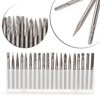 

OOTDTY 20Pcs/Set 1/8" 3mm Tungsten Carbide Cutter Rotary Burr Set CNC Engraving Bit