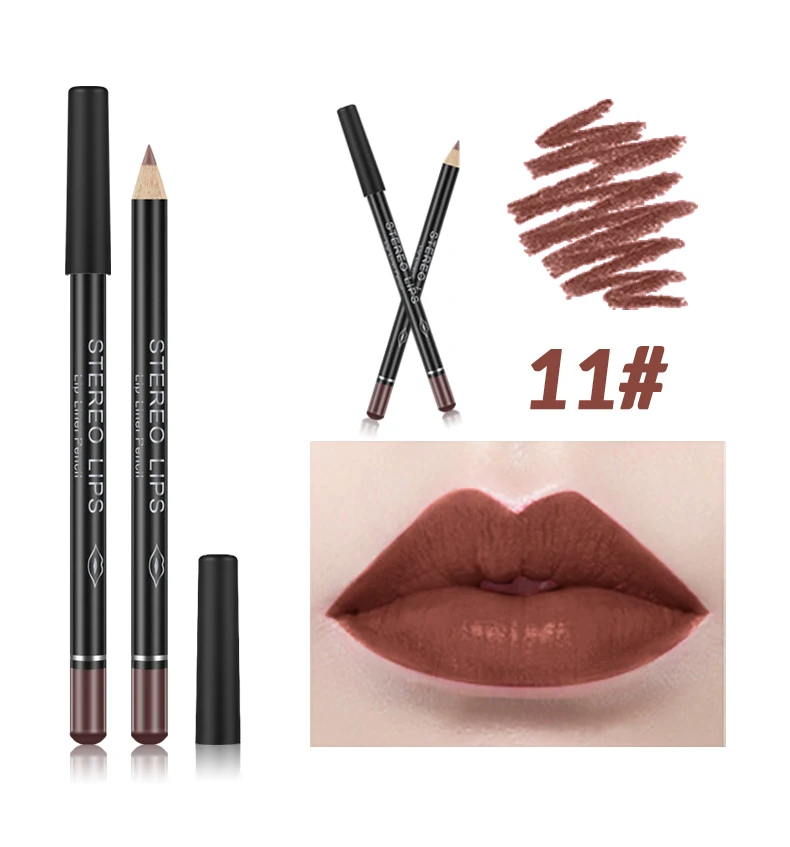 12 цветов/комплект стильный черный цвет сексуальная матовая палка водонепроницаемый прочный карандаш для губ набор красоты макияж косметика