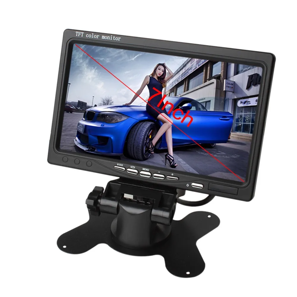 7 дюймов цветной TFT LCD12V автомобильный монитор заднего вида подголовник монитор с 2 каналами видео вход для DVD VCD камера заднего вида