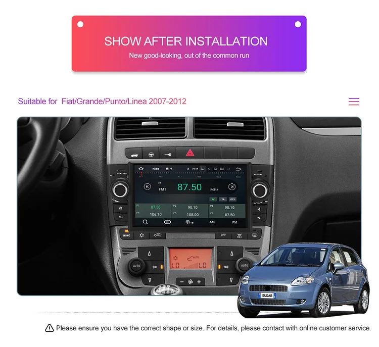Top Isudar Car Multimedia player GPS Android 9 Car Radio 1 Din DVD Automotivo For Fiat/Grande/Punto/Linea 2007-2012 Radio FM DSP 3