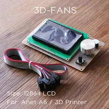 Novo! Anet impressora 3d reprap 12864 lcd tela de exibição inteligente módulo controlador com cabo para rampas 1.4 mega escudo pololu
