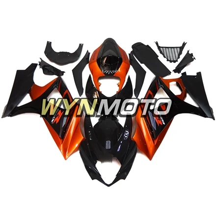 Выполните обтекатели комплект для GSXR1000 2007-2008 07 08 K7 АБС-пластик кузовные Обтекатели оранжевый черный глянец Обтекатели рамки обложки