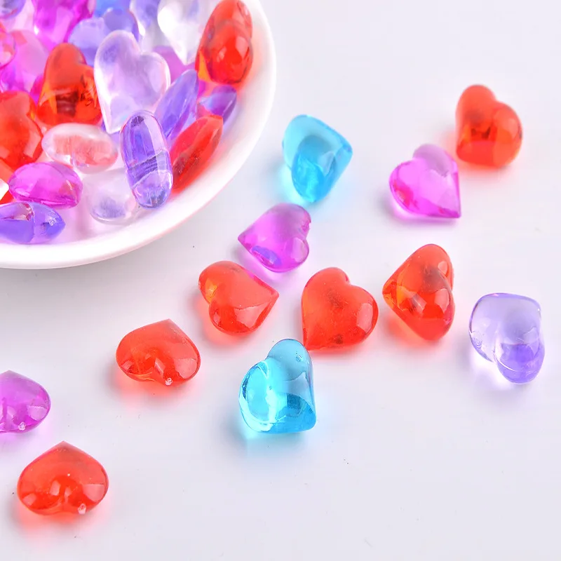3D сердце смолы Стразы Кристалл смешанный цвет акриловый кристаллический камень