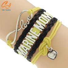Пользовательский Бесконечная любовь Морской браслет мамы желтый воск линии кашемир Корея кожаный браслет подарок-Прямая