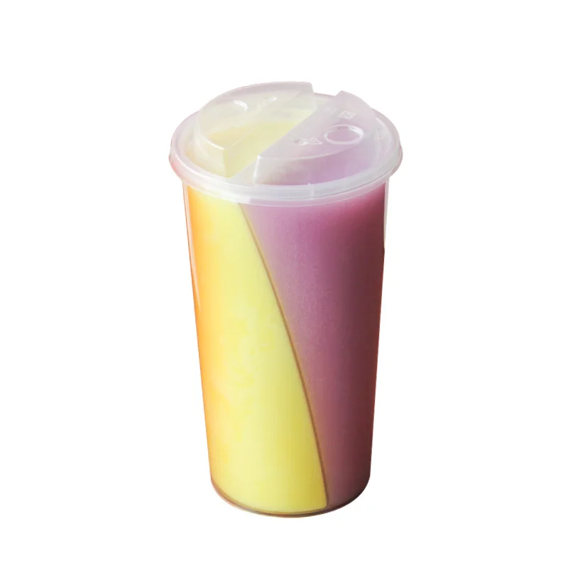 Share Cup Milk Tea Cup Disposable Plastic Cup Double Grid Juice Cold Drink Cup Safe Convenient Thickened Hard Sharing Cup