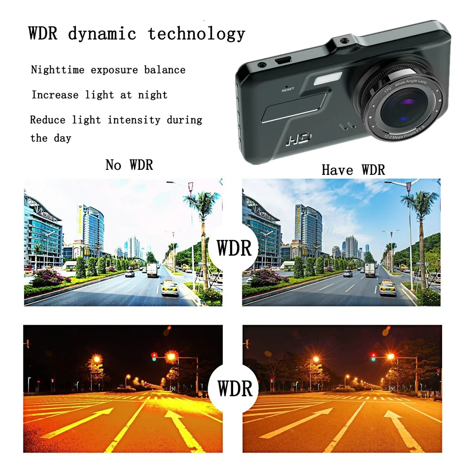 Автомобильная камера, Автомобильный видеорегистратор с двумя объективами, 4 дюйма, HD1080P, Автомобильный видеорегистратор, видеорегистратор ночного видения, видеорегистратор