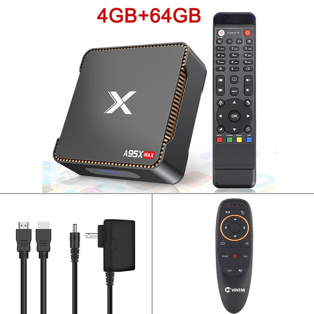 Запись видео Android 8,1 tv Box 4 ГБ ОЗУ 64 Гб четырехъядерный процессор Amlogic S905X2 двойной Wifi BT4.2 1000M H.265 4K 60pfs A95X MAX X2 - Цвет: 4G64G and G10