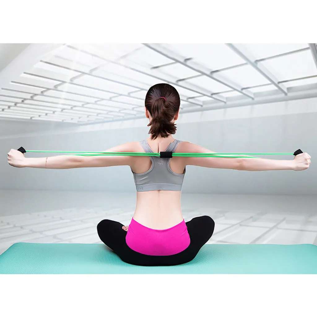 Yoga Pilates Fitness Arm Resistance 8 Word Chest Expander Rope Workout Muscle Latex Rubber Stretch Bands