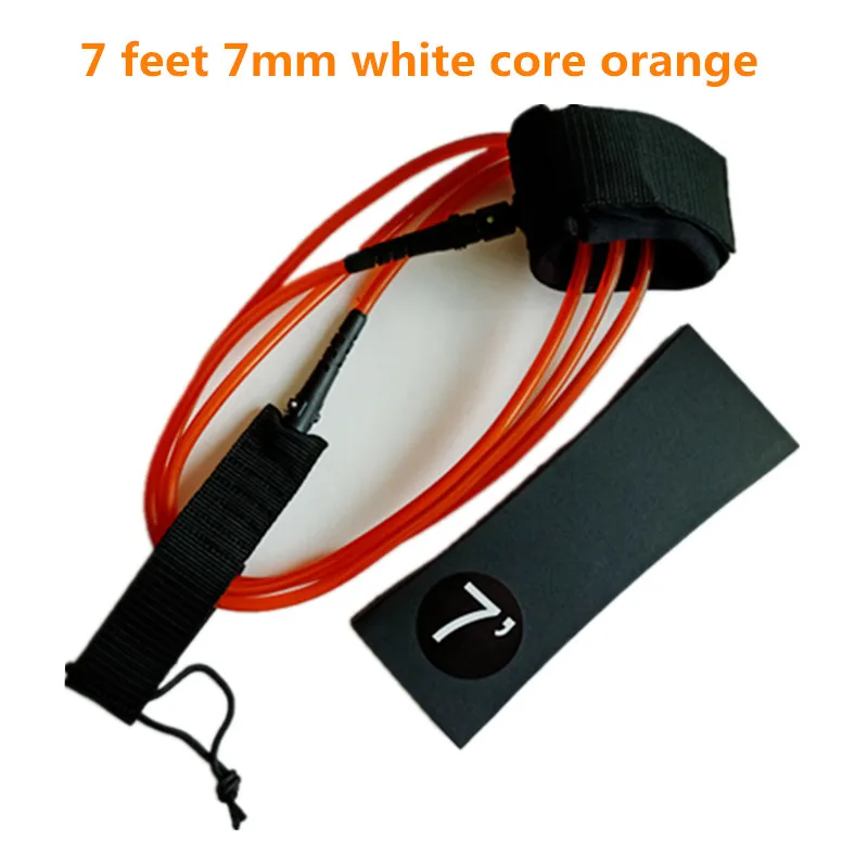 White core Orange SUP веревки для доски для серфинга Подставка 7 футов 7 мм поводки/полиуретановая Нейлоновая Манжета шарнирные соединения для серфинга поводок для серфинга - Цвет: White core Orange